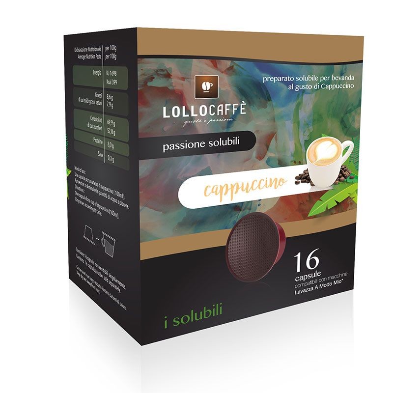 16 Capsule Cappuccino Lollo Caffè compatibili A Modo Mio