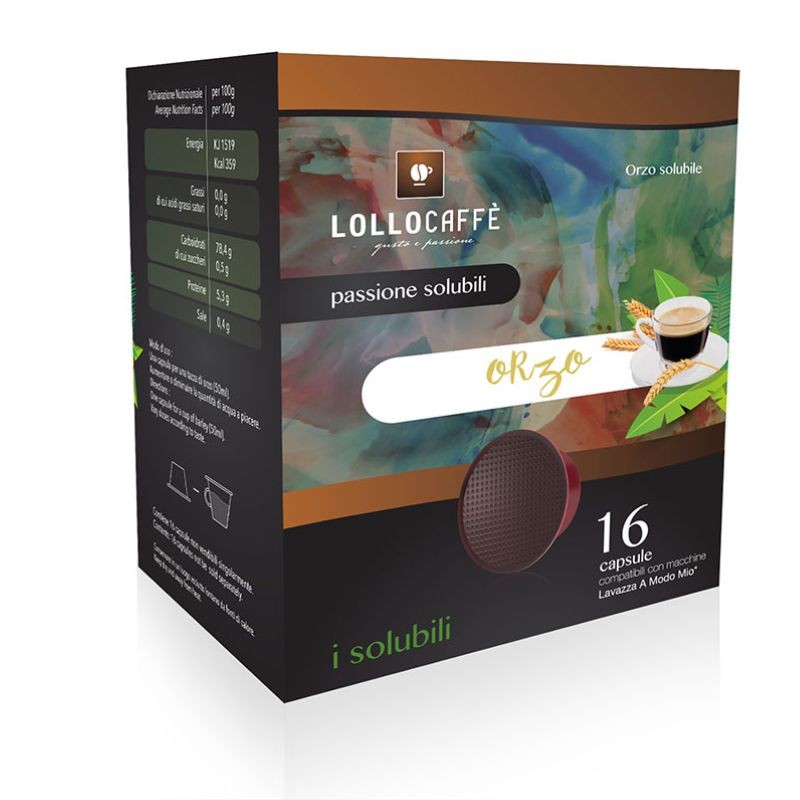 16 Capsule Orzo Lollo Caffè compatibili A Modo Mio