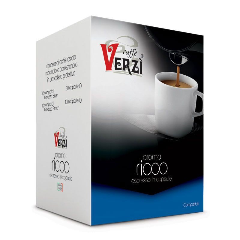 80 Capsule Aroma Ricco Caffè Verzì Compatibili Lavazza Blue