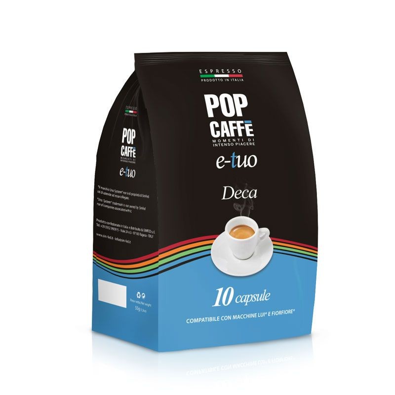 100 Capsule Decaffeinato Pop Caffè Compatibili Fior Fiore Coop e Lui L'espresso