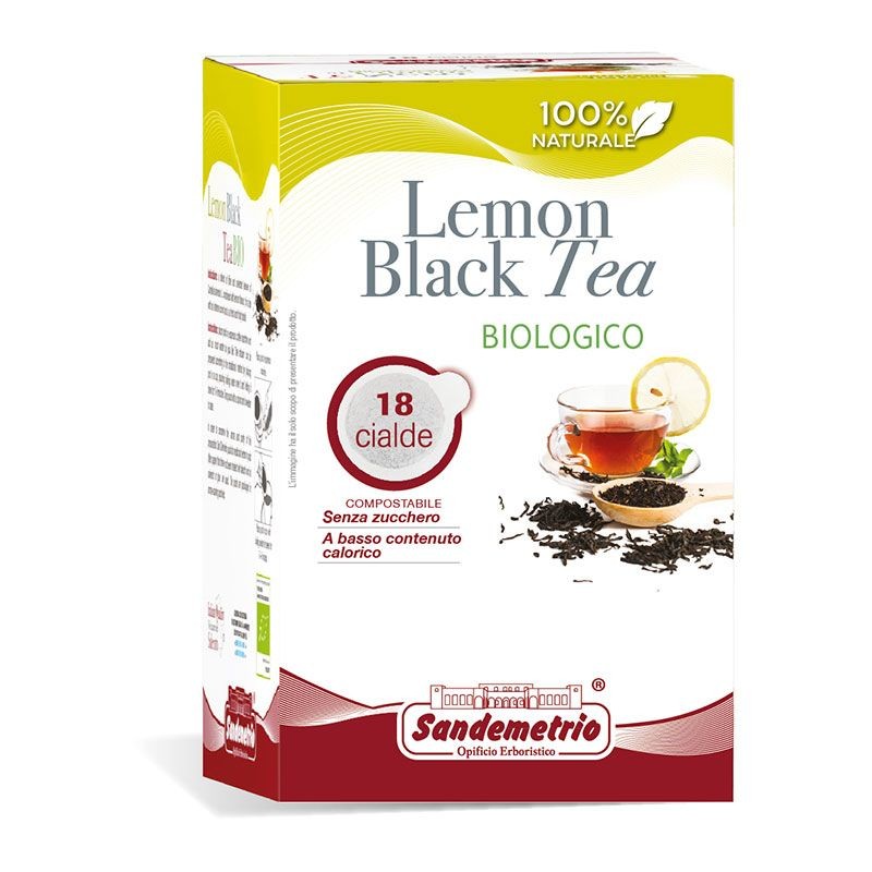 18 Cialde Tè NERO al Limone Biologico Sandemetrio ESE in carta 44mm