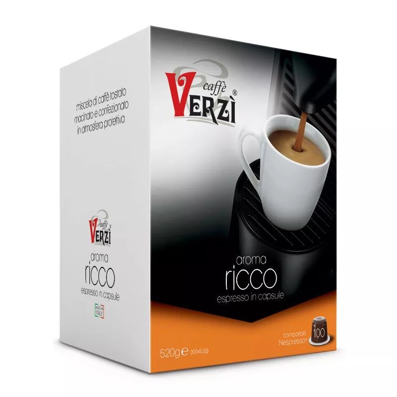 100 Kapsułek Kawy Verzi Ricco kompatybilnych z Nespresso.
