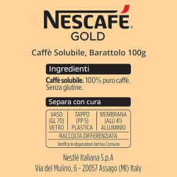 NESCAFÉ Gold Caffè Solubile 100g  Aroma Ricco, Qualità Premium in Ogni Tazza