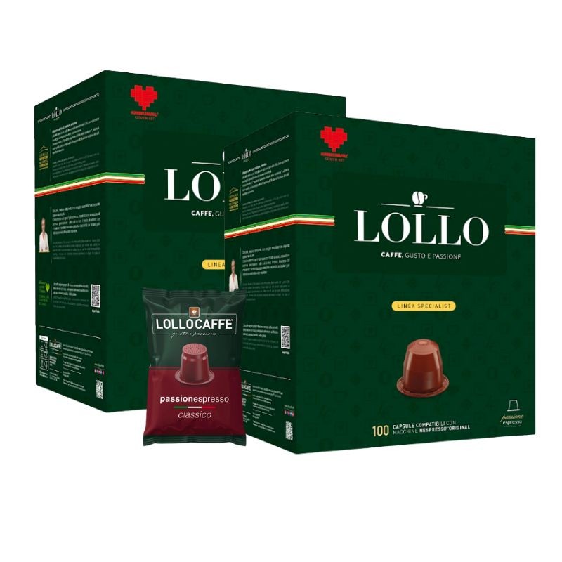 Lollo Caffè Espresso Classico Compatibili Nespresso 200 Capsule (2 Confezioni da 100)